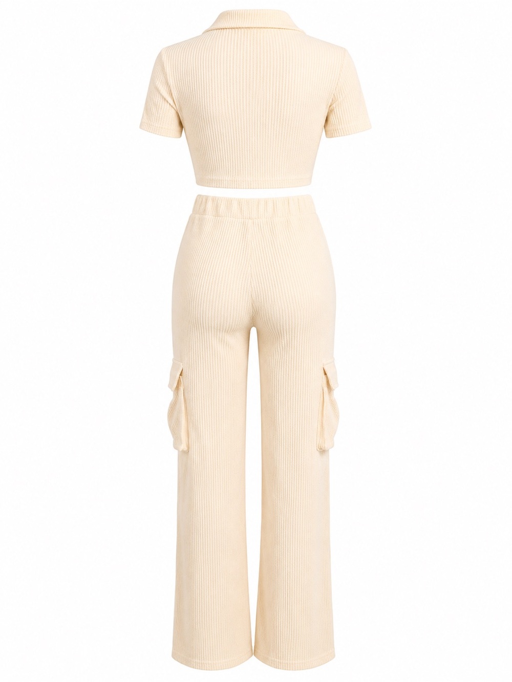 Chic Moves Ribbed Cargo Set – Nude - Picture 4 of 4